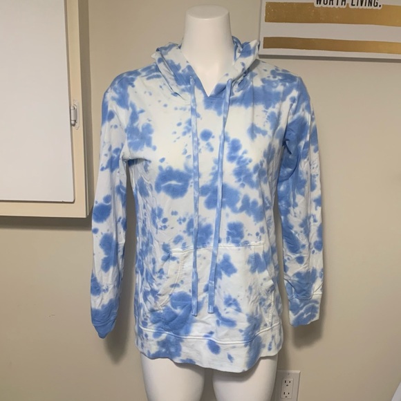 Blue and white tie dye hoodie - Picture 2 of 4